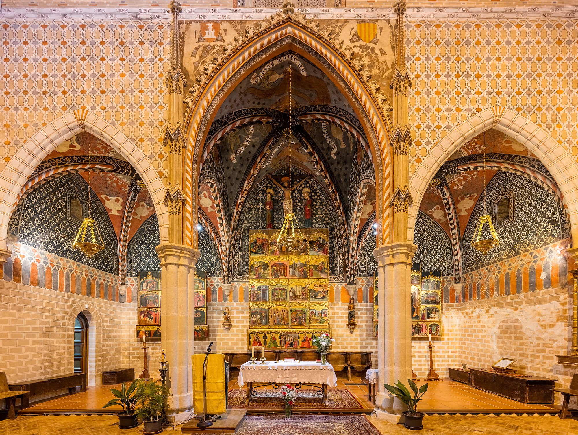 Altar of the church of St Felix, Torralba de Ribota, province of Zaragoza, Spain. The church, of mudéjar and late gothic style was built between 1367 and 1420. The church is a national heritage monument in Spain (known as Bien de Interés Cultural) since 2006.
