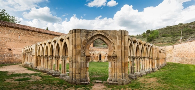 Remains of the Romanesque Monastery of San Juan de Duero, Soria, Spain. The temple, that belonged to the Knights Hospitaller, was erected in the 12th century and inhabitated until the 18th century.
