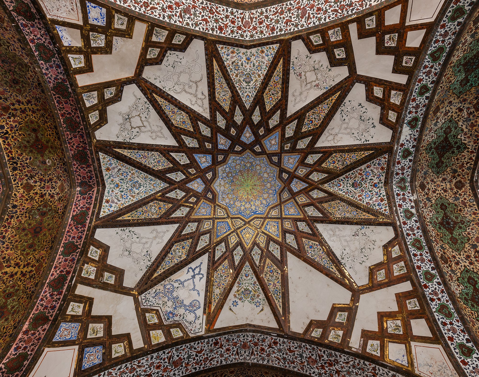 View of one of the domes of the Kushak located in the center of Fin Garden, city of Kashan, Iran.