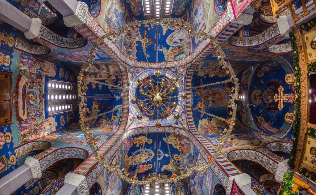 Interior of the Serbian Orthodox Hercegovačka Gračanica church, Trebinje, Republika Srpska, Bosnia and Herzegovina.