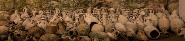 Amphoras of the underground exhibition in the Pula Arena, an amphitheatre located in Pula, Croatia.