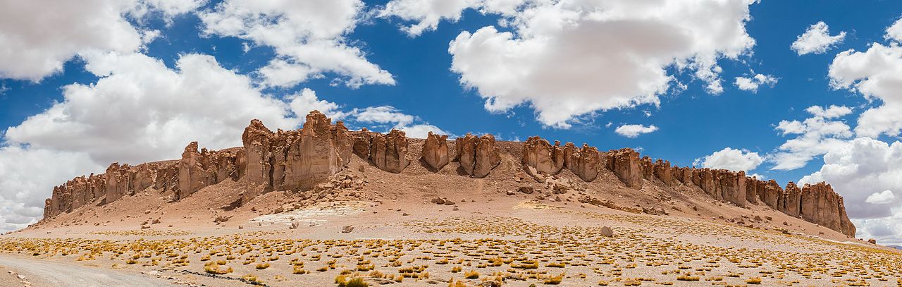 Tara Cathedrals, a rock formation at the Tara salt flat in the Atacama Desert, northern Chile.