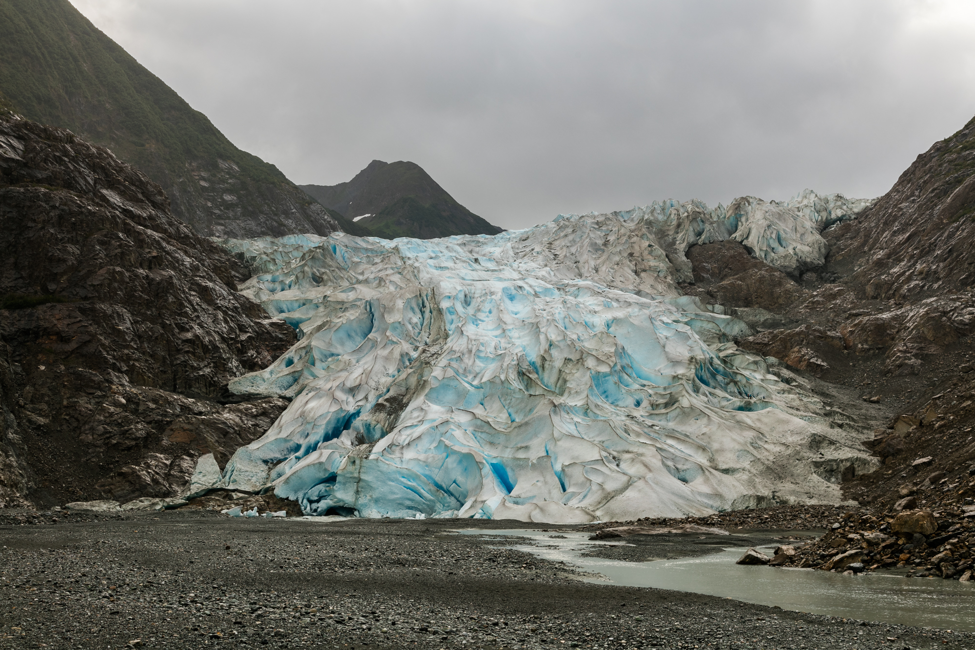 Davidson Glacier, Haines, Alaska, United States. The glacier, a touristic attraction in Haines, was discovered by 1867.