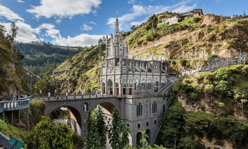 Las Lajas Sanctuary is a basilica church located in Ipiales, Colombia.